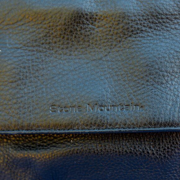 Women's Medium Shoulder Bag STONE MOUNTAIN Purse Black Genuine Leather Handbag - Picture 2 of 8